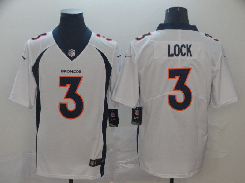 Men Denver Broncos #3 Lock White Nike Vapor Untouchable Limited Player NFL Jerseys